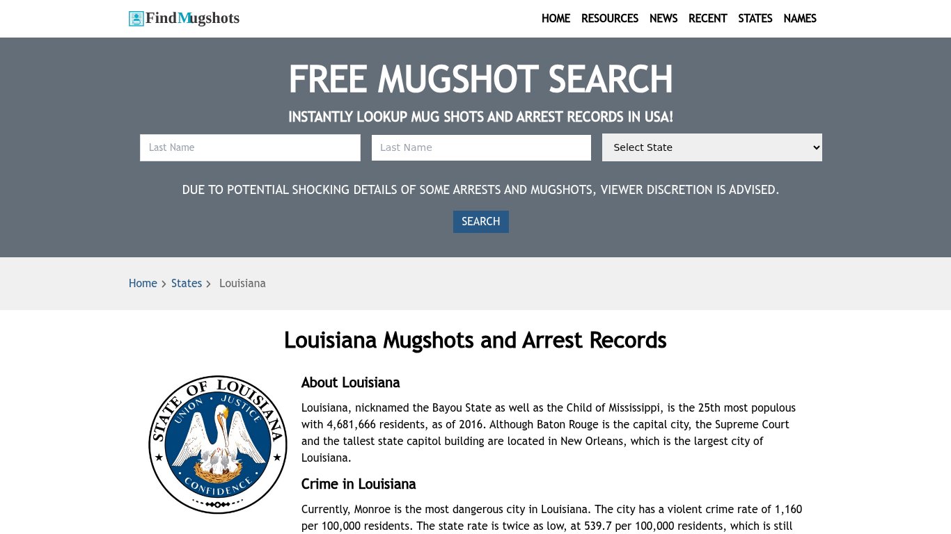 Find Louisiana Mugshots - Find Mugshots